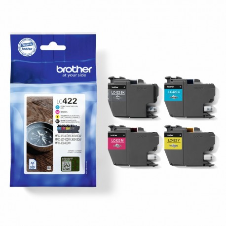 Brother LC422 sæt/4 stk. BK, C, M, Y, Originale patroner