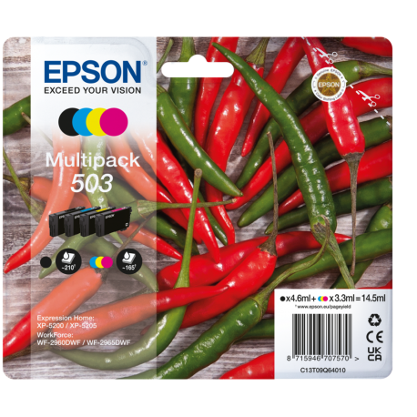 Epson 503 sæt/4 BK,C,M,Y Originale patroner 14,5 ml.